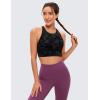 imageCRZ YOGA Womens Butterluxe Strappy High Neck Longline Sports Bra  Wireless Criss Cross Back Padded Workout Cropped TopTie Dye Smoke Ink
