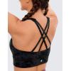 imageCRZ YOGA Womens Butterluxe Strappy High Neck Longline Sports Bra  Wireless Criss Cross Back Padded Workout Cropped TopTie Dye Smoke Ink
