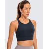 imageCRZ YOGA Womens Butterluxe Strappy High Neck Longline Sports Bra  Wireless Criss Cross Back Padded Workout Cropped TopTrue Navy