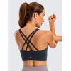 imageCRZ YOGA Womens Butterluxe Strappy High Neck Longline Sports Bra  Wireless Criss Cross Back Padded Workout Cropped TopTrue Navy