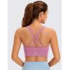 imageCRZ YOGA Womens Butterluxe Strappy High Neck Longline Sports Bra  Wireless Criss Cross Back Padded Workout Cropped TopVelvet Dust