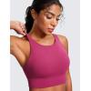 imageCRZ YOGA Womens Butterluxe Strappy High Neck Longline Sports Bra  Wireless Criss Cross Back Padded Workout Cropped TopWashed Mauve