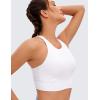 imageCRZ YOGA Womens Butterluxe Strappy High Neck Longline Sports Bra  Wireless Criss Cross Back Padded Workout Cropped TopWhite