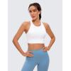 imageCRZ YOGA Womens Butterluxe Strappy High Neck Longline Sports Bra  Wireless Criss Cross Back Padded Workout Cropped TopWhite