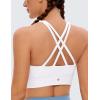 imageCRZ YOGA Womens Butterluxe Strappy High Neck Longline Sports Bra  Wireless Criss Cross Back Padded Workout Cropped TopWhite
