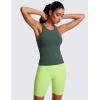 imageCRZ YOGA Butterluxe Womens Racerback Workout Tank Tops High Neck Sleeveless Camisole Athletic Gym ShirtsDark Forest Green