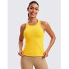imageCRZ YOGA Butterluxe Womens Racerback Workout Tank Tops High Neck Sleeveless Camisole Athletic Gym ShirtsHigh Visibility Yellow
