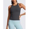 imageCRZ YOGA Butterluxe Womens Racerback Workout Tank Tops High Neck Sleeveless Camisole Athletic Gym ShirtsMysterious Grey