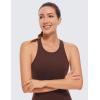 imageCRZ YOGA Butterluxe Womens Racerback Workout Tank Tops High Neck Sleeveless Camisole Athletic Gym ShirtsTaupe