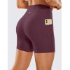 imageCRZ YOGA Womens Naked Feeling Biker Shorts with Pockets 5  High Waisted Yoga Gym Workout SpandexDark Russet