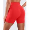 imageCRZ YOGA Womens Naked Feeling Biker Shorts with Pockets 5  High Waisted Yoga Gym Workout SpandexDeep Red