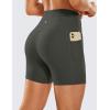 imageCRZ YOGA Womens Naked Feeling Biker Shorts with Pockets 5  High Waisted Yoga Gym Workout SpandexGrey Olive