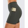 imageCRZ YOGA Womens Naked Feeling Biker Shorts with Pockets 5  High Waisted Yoga Gym Workout SpandexGrey Olive