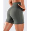 imageCRZ YOGA Womens Naked Feeling Biker Shorts with Pockets 5  High Waisted Yoga Gym Workout SpandexGrey Sage