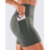 imageCRZ YOGA Womens Naked Feeling Biker Shorts with Pockets 5  High Waisted Yoga Gym Workout SpandexGrey Sage