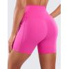 imageCRZ YOGA Womens Naked Feeling Biker Shorts with Pockets 5  High Waisted Yoga Gym Workout SpandexHibiscus Purple
