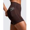 imageCRZ YOGA Womens Naked Feeling Biker Shorts with Pockets 5  High Waisted Yoga Gym Workout SpandexHot Fudge Brown