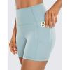 imageCRZ YOGA Womens Naked Feeling Biker Shorts with Pockets 5  High Waisted Yoga Gym Workout SpandexLight Grayish Blue