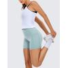 imageCRZ YOGA Womens Naked Feeling Biker Shorts with Pockets 5  High Waisted Yoga Gym Workout SpandexLight Grayish Blue