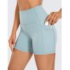 imageCRZ YOGA Womens Naked Feeling Biker Shorts with Pockets 5  High Waisted Yoga Gym Workout SpandexLight Grayish Blue