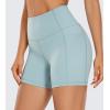 imageCRZ YOGA Womens Naked Feeling Biker Shorts with Pockets 5  High Waisted Yoga Gym Workout SpandexLight Grayish Blue