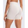imageCRZ YOGA Womens Naked Feeling Biker Shorts with Pockets 5  High Waisted Yoga Gym Workout SpandexMilky White