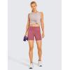 imageCRZ YOGA Womens Naked Feeling Biker Shorts with Pockets 5  High Waisted Yoga Gym Workout SpandexMisty Merlot