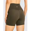 imageCRZ YOGA Womens Naked Feeling Biker Shorts with Pockets 5  High Waisted Yoga Gym Workout SpandexOlive Yellow