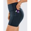imageCRZ YOGA Womens Naked Feeling Biker Shorts with Pockets 5  High Waisted Yoga Gym Workout SpandexTrue Navy