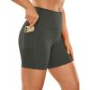 imageCRZ YOGA Womens Naked Feeling Biker Shorts with Pockets 5  High Waisted Yoga Gym Workout SpandexGrey Olive