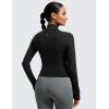 imageCRZ YOGA Butterluxe Womens Cropped Slim Fit Workout Jacket Weightless Track Athletic Full Zip Up Tops with Thumb HolesBlack