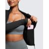 imageCRZ YOGA Butterluxe Womens Cropped Slim Fit Workout Jacket Weightless Track Athletic Full Zip Up Tops with Thumb HolesBlack