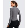 imageCRZ YOGA Butterluxe Womens Cropped Slim Fit Workout Jacket Weightless Track Athletic Full Zip Up Tops with Thumb HolesDark Carbon
