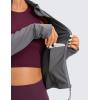 imageCRZ YOGA Butterluxe Womens Cropped Slim Fit Workout Jacket Weightless Track Athletic Full Zip Up Tops with Thumb HolesDark Carbon