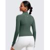 imageCRZ YOGA Butterluxe Womens Cropped Slim Fit Workout Jacket Weightless Track Athletic Full Zip Up Tops with Thumb HolesDark Forest Green