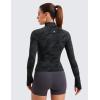 imageCRZ YOGA Butterluxe Womens Cropped Slim Fit Workout Jacket Weightless Track Athletic Full Zip Up Tops with Thumb HolesDark Grey Camouflage 2