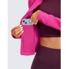 imageCRZ YOGA Butterluxe Womens Cropped Slim Fit Workout Jacket Weightless Track Athletic Full Zip Up Tops with Thumb HolesHibiscus Purple