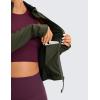imageCRZ YOGA Butterluxe Womens Cropped Slim Fit Workout Jacket Weightless Track Athletic Full Zip Up Tops with Thumb HolesOlive Green