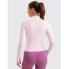 imageCRZ YOGA Butterluxe Womens Cropped Slim Fit Workout Jacket Weightless Track Athletic Full Zip Up Tops with Thumb HolesStrawberry Pink