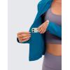imageCRZ YOGA Butterluxe Womens Cropped Slim Fit Workout Jacket Weightless Track Athletic Full Zip Up Tops with Thumb HolesSupersonic Blue