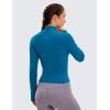imageCRZ YOGA Butterluxe Womens Cropped Slim Fit Workout Jacket Weightless Track Athletic Full Zip Up Tops with Thumb HolesSupersonic Blue