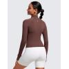 imageCRZ YOGA Butterluxe Womens Cropped Slim Fit Workout Jacket Weightless Track Athletic Full Zip Up Tops with Thumb HolesTaupe