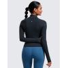 imageCRZ YOGA Butterluxe Womens Cropped Slim Fit Workout Jacket Weightless Track Athletic Full Zip Up Tops with Thumb HolesTrue Navy