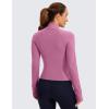 imageCRZ YOGA Butterluxe Womens Cropped Slim Fit Workout Jacket Weightless Track Athletic Full Zip Up Tops with Thumb HolesVelvet Dust