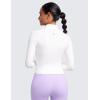 imageCRZ YOGA Butterluxe Womens Cropped Slim Fit Workout Jacket Weightless Track Athletic Full Zip Up Tops with Thumb HolesWhite