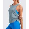 imageCRZ YOGA Pima Cotton Women Racerback Sleeveless Workout Tops Crew Neck Ruched Side Tanks Athletic Casual Loose ShirtsBelgian Blue