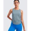 imageCRZ YOGA Pima Cotton Women Racerback Sleeveless Workout Tops Crew Neck Ruched Side Tanks Athletic Casual Loose ShirtsBelgian Blue