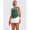 imageCRZ YOGA Pima Cotton Women Racerback Sleeveless Workout Tops Crew Neck Ruched Side Tanks Athletic Casual Loose ShirtsGraphite Green
