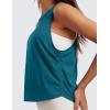 imageCRZ YOGA Pima Cotton Women Racerback Sleeveless Workout Tops Crew Neck Ruched Side Tanks Athletic Casual Loose ShirtsGreen Jade