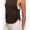 imageCRZ YOGA Pima Cotton Women Racerback Sleeveless Workout Tops Crew Neck Ruched Side Tanks Athletic Casual Loose ShirtsHot Fudge Brown